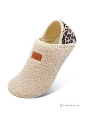 Unisex Rubber Sole Slippers Plush Slip-On Indoor Outdoor